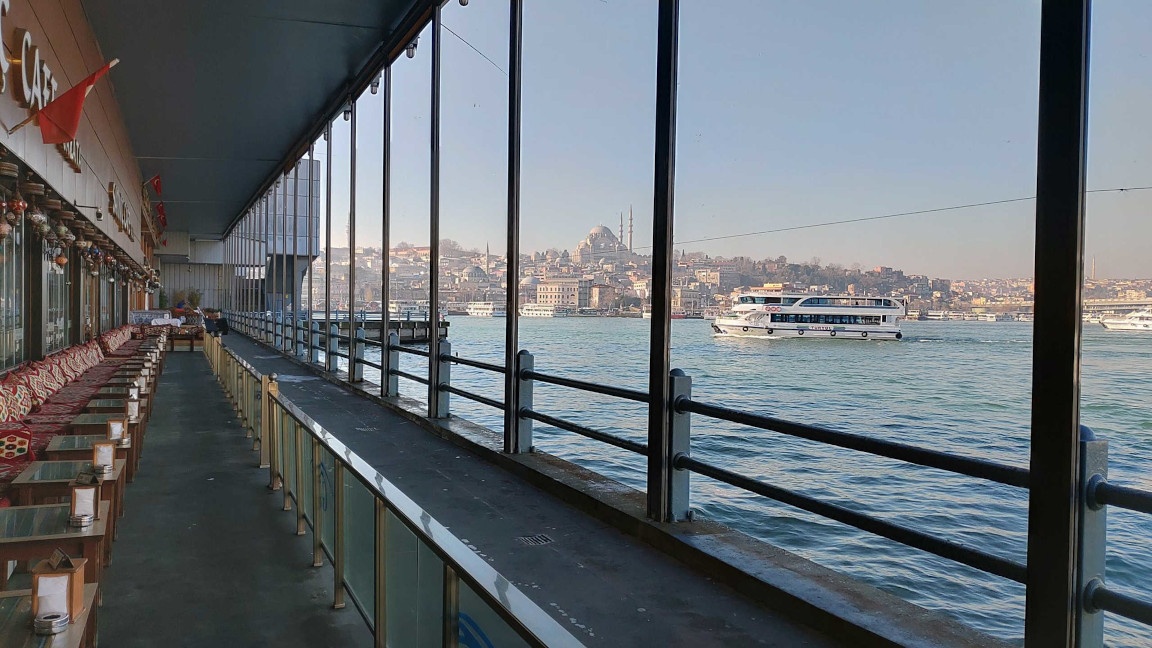 Istanbul: cafe on Galata Bridge